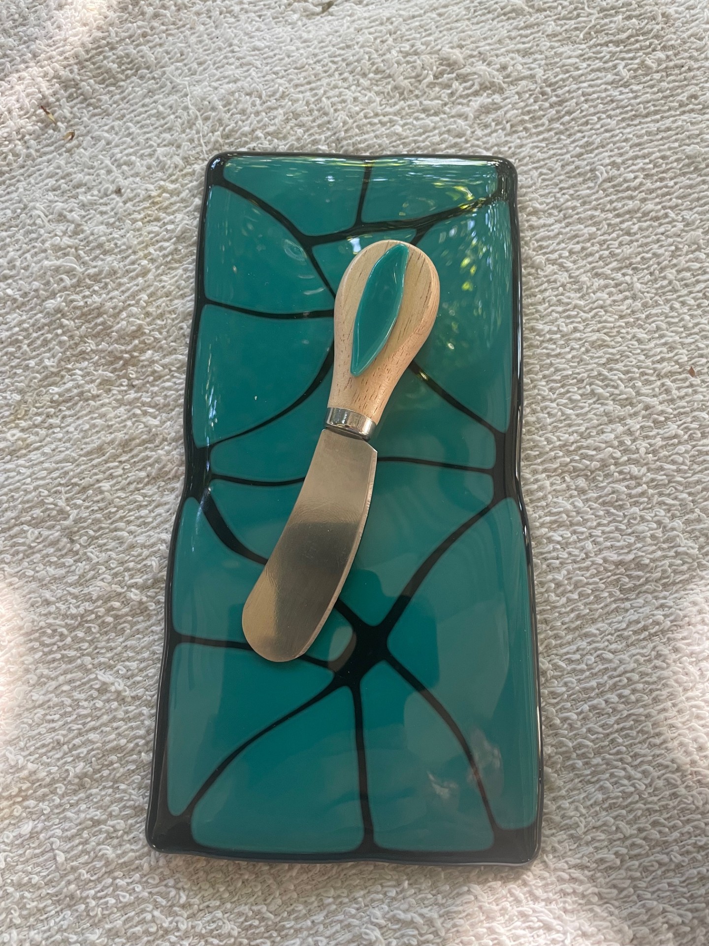 cheese board, black and turquoise 