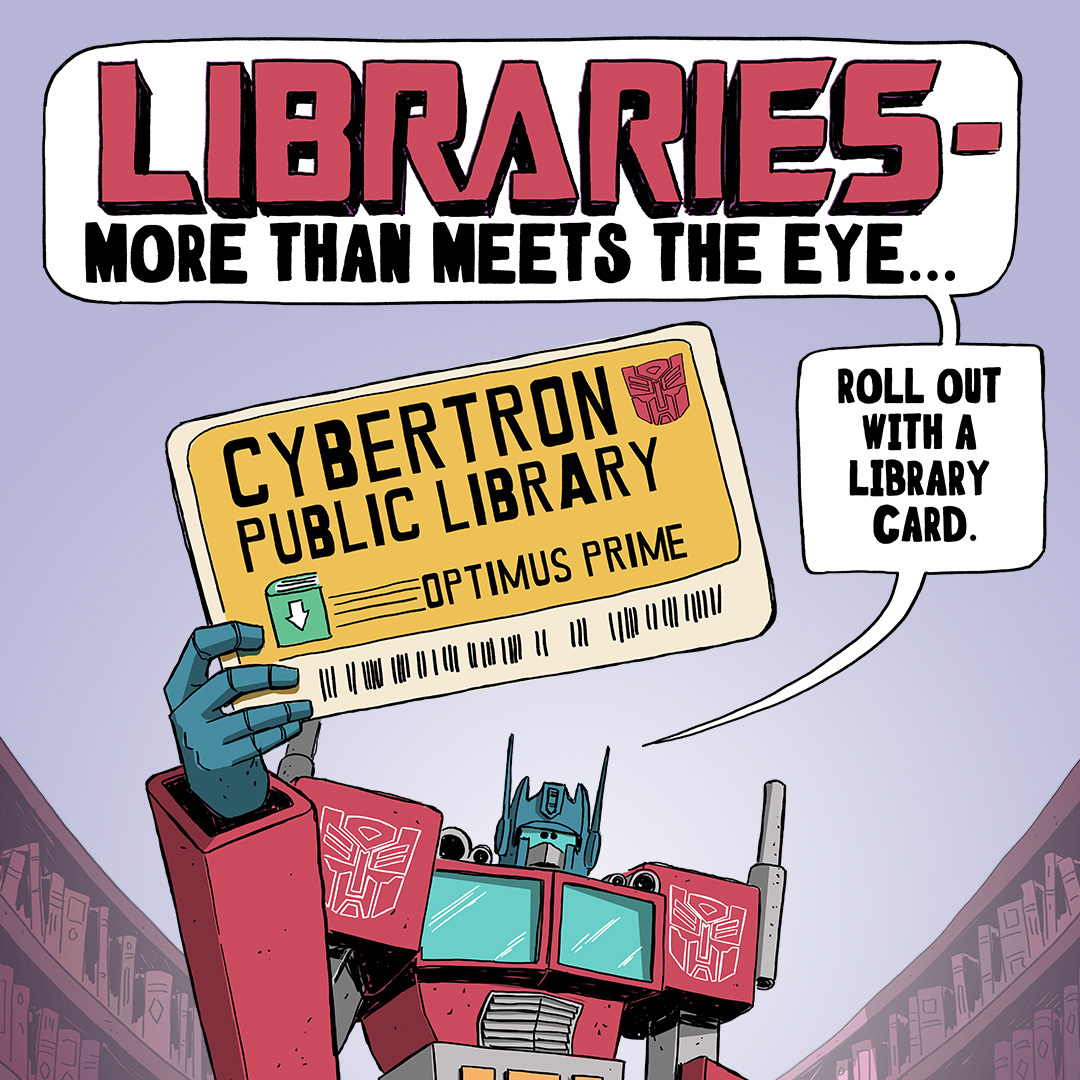 transform your mind, transformers cybertron holding a library card