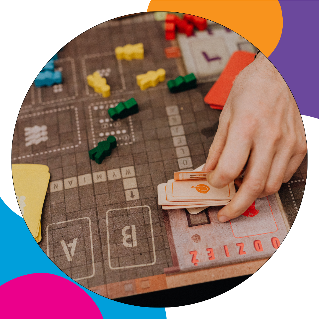 Teens playing board games